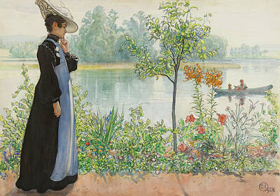 Royalty-Free and Rights-Managed Images - Karin by the shore by Carl Larsson by Mango Art