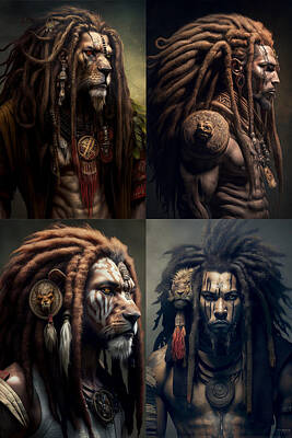 Animals Digital Art - Lion  with  dreadlocks  by Asar Studios by Celestial Images