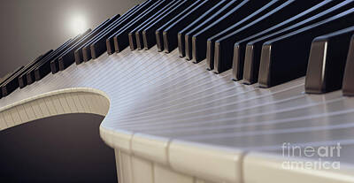 Jazz Digital Art - Moody Curvy Piano Keys by Allan Swart