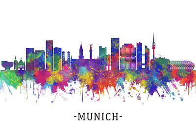 Abstract Skyline Mixed Media - Munich Germany Skyline by NextWay Art