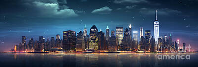 Scott Listfield Astronauts Royalty Free Images - New York City USA looks crystal clear under by Asar Studios Royalty-Free Image by Celestial Images