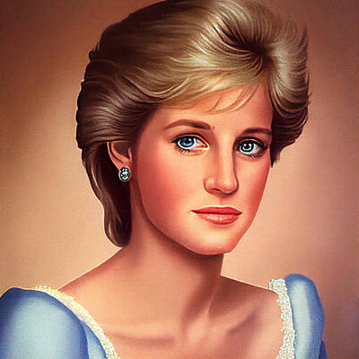 Mixed Media Rights Managed Images - Princess Diana Of Wales Art Royalty-Free Image by Stephen Smith Galleries
