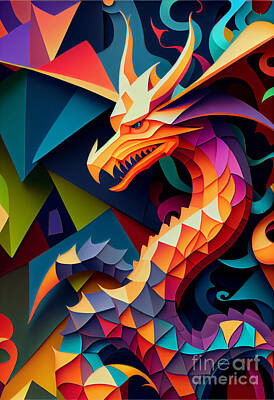 Fantasy Digital Art - Rainbow Dragon by Sabantha
