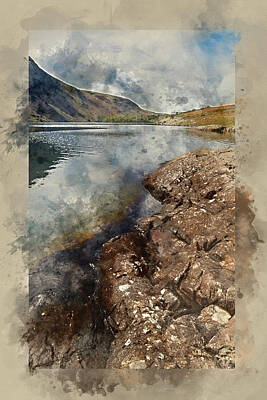 Chinese New Year - Watercolour painting of Stunning landscape of Wast Water and Lak by Matthew Gibson