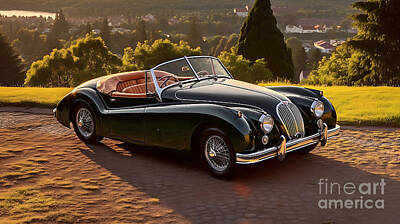 Fantasy Royalty-Free and Rights-Managed Images - 1957 Jaguar XK140 SE Roadster by Asar Studios by Celestial Images