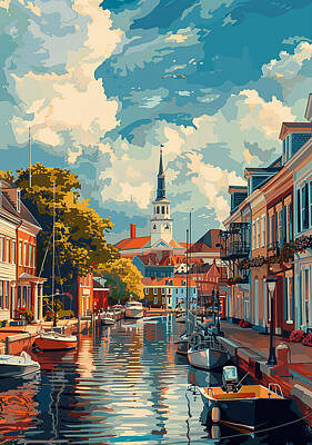 Mixed Media Rights Managed Images - Annapolis Maryland Poster Royalty-Free Image by Stephen Smith Galleries
