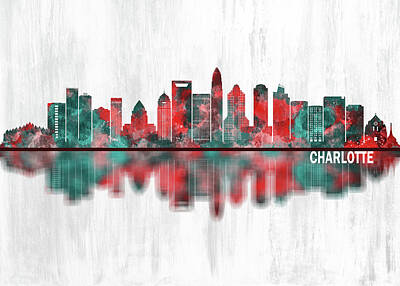 Landscapes Royalty-Free and Rights-Managed Images - Charlotte North Carolina Skyline by NextWay Art