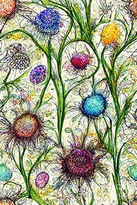 Florals Digital Art - Colorful summer meadow by Sabantha