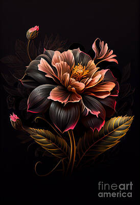 Florals Digital Art - Flower tattoo by Sabantha