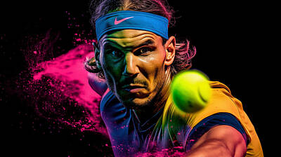 Athletes Royalty-Free and Rights-Managed Images - Maximalist  famous  sports  athletes  Rafael  Nadal   by Asar Studios by Celestial Images