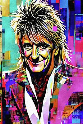 Portraits Royalty Free Images - Rod Stewart, Music Legend Royalty-Free Image by Esoterica Art Agency