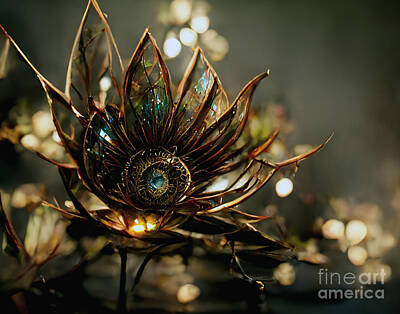 Steampunk Royalty Free Images - Steampunk Fantasy Protea Flowers Royalty-Free Image by Allan Swart