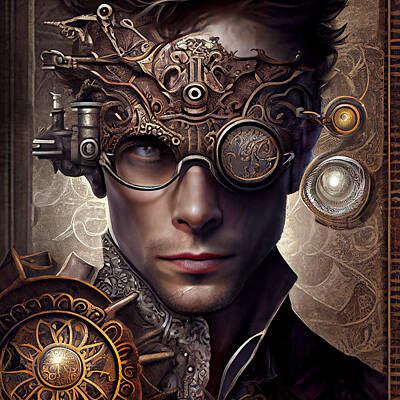 Steampunk Mixed Media Rights Managed Images - Steampunk In Old London Town Royalty-Free Image by Stephen Smith Galleries