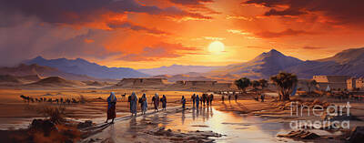 Surrealism Paintings - a desert landscape expressionist painting by Asar Studios by Celestial Images