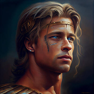 Celebrities Mixed Media - Brad Pitt Troy by Stephen Smith Galleries