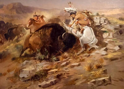 Royalty-Free and Rights-Managed Images - Buffalo Hunt by Charles Marion Russell by Mango Art