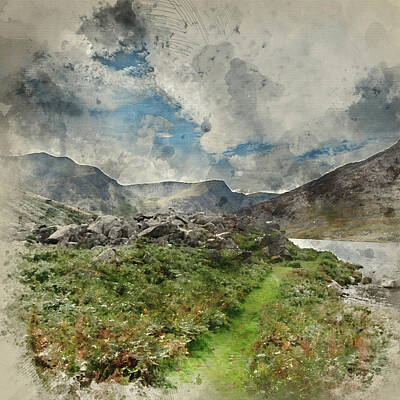 Frame Of Mind Rights Managed Images - Digital watercolor painting of Stunning landscape image of count Royalty-Free Image by Matthew Gibson