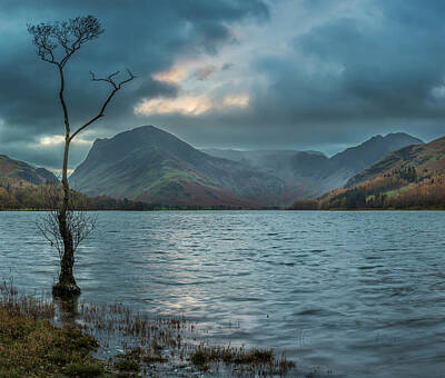 Tool Paintings - Epic Autumn sunrise landscape image of Buttermere in Lake Distri by Matthew Gibson