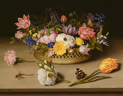 Recently Sold - Floral Paintings - Flower Still Life by Ambrosius Bosschaert  by Mango Art