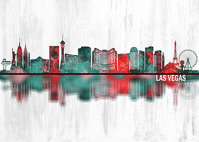 Abstract Landscape Mixed Media - Las Vegas Nevada Skyline by NextWay Art