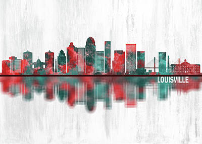 Abstract Mixed Media - Louisville Kentucky Skyline by NextWay Art