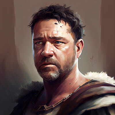 Celebrities Mixed Media - Russell Crowe Gladiator by Stephen Smith Galleries