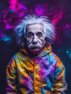 Surrealism Royalty-Free and Rights-Managed Images - Albert  Einstein  Surreal  Cinematic  Minimalistic  by Asar Studios by Celestial Images