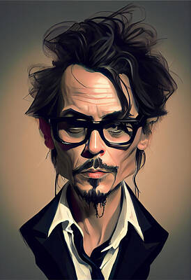 Actors Mixed Media Royalty Free Images - Johnny Depp Caricature Royalty-Free Image by Stephen Smith Galleries