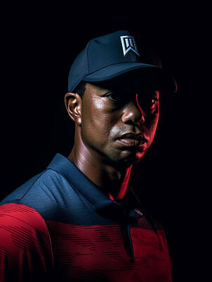 Recently Sold - Athletes Royalty Free Images - Maximalist  famous  sports  athletes  tiger  woods   by Asar Studios Royalty-Free Image by Celestial Images