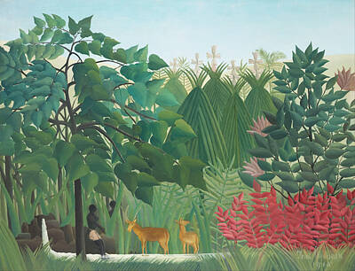 Royalty-Free and Rights-Managed Images - The Waterfall by Henri Rousseau  by Mango Art