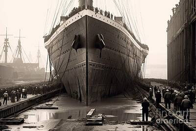 Beach Royalty Free Images - Titanic in construction site vintage photo Royalty-Free Image by Benny Marty