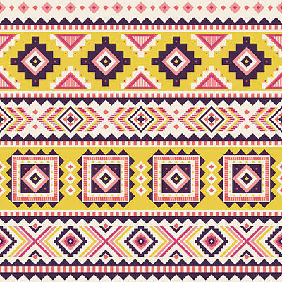 Food And Beverage Signs - Tribal ethnic seamless pattern by Julien
