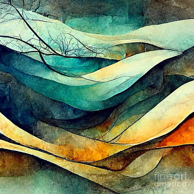 Abstract Landscape Digital Art - Wineth - Abstract Winter Landscape by Sabantha