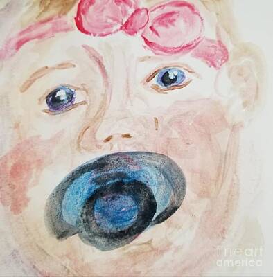 Roses Paintings - A baby and her binky by Rose Elaine