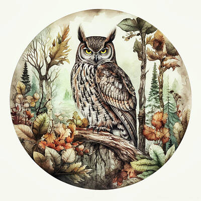 Fantasy Digital Art - A Barn Owl in the Forest by Robert Knight
