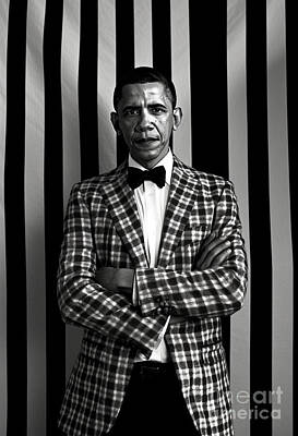 Politicians Paintings - a  black  and  white  image  of  Barack  Obama  in  the    bed  fae  e  af  bdbc by Artistic Rifki