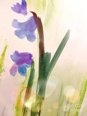 Roses Paintings - A Bluebell in Winter  by Rose Elaine