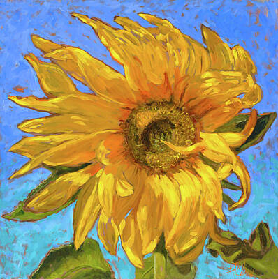 Sunflowers Paintings - A Blustery Day by Billie Colson