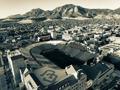 Football Royalty Free Images - A Boulder Colorado Sunrise From Above - Sepia Royalty-Free Image by Gregory Ballos