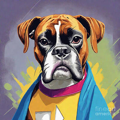 Snowflakes - A Boxer dog wearing superhero costume by Clint McLaughlin