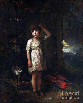Cities Paintings - A Boy with a Cat - Morning - Thomas Gainsborough by Sad Hill - Bizarre Los Angeles Archive