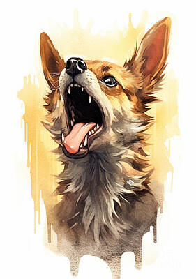 Comics Paintings - A  Cartoon  Dog  With  His  Mouth  Open  And  His  Tongu  Ddb  Cd  De  F  Dadfc by Artistic Rifki