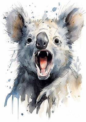 Comics Paintings - A  Cartoon  Koala  With  His  Mouth  Open  And  His  Ton  Af  C  Dd    Cdffaf by Artistic Rifki