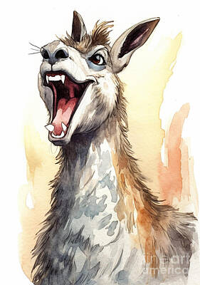 Comics Paintings - A  Cartoon  Llama  With  His  Mouth  Open  And  His  Ton  Aeba  Ace  Fae  Bc  Dabfafeb by Artistic Rifki