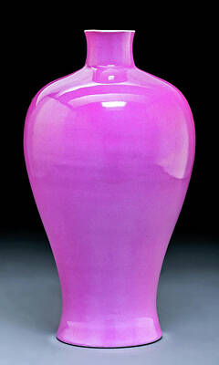 Classic Baseball Players - A Chinese Pink-Glazed Porcelain Meiping Vase by Artistic Rifki
