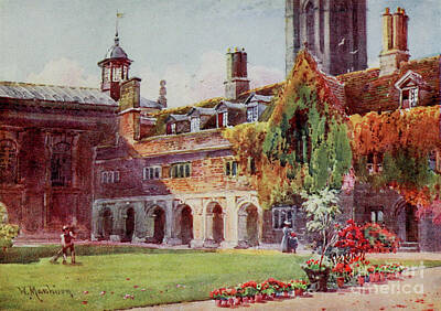City Scenes Drawings - A Court and Cloisters in Pembroke College. i1 by Historic Illustrations