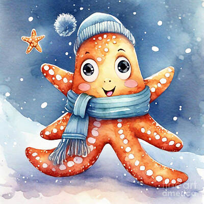 Travel - A cute Starfish Celebrating the Holidays by Adrien Efren