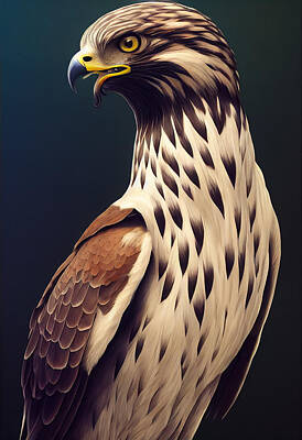 Surrealism Royalty-Free and Rights-Managed Images - A  Detailed  Full  Portrait  Of  A  American  Hawk  Beautiful  C3bd773a  7957  6459b3  043d6455636   by Celestial Images