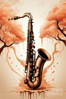 Jazz Digital Art - A Dripping Jazz Serenade by Sen Tinel