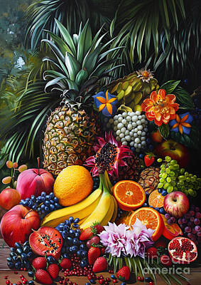 Food And Beverage Paintings - A farm specializing in growing exotic fruits and spices, offering cooking classes by Donato Williamson